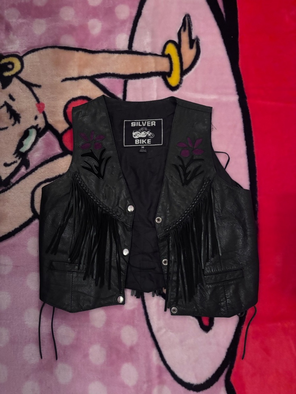 Silver Jeans Women's Black Leather Fringe Vest